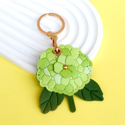 Flower Pendant Leather Keychain — Bag Charm & AirTag Cover