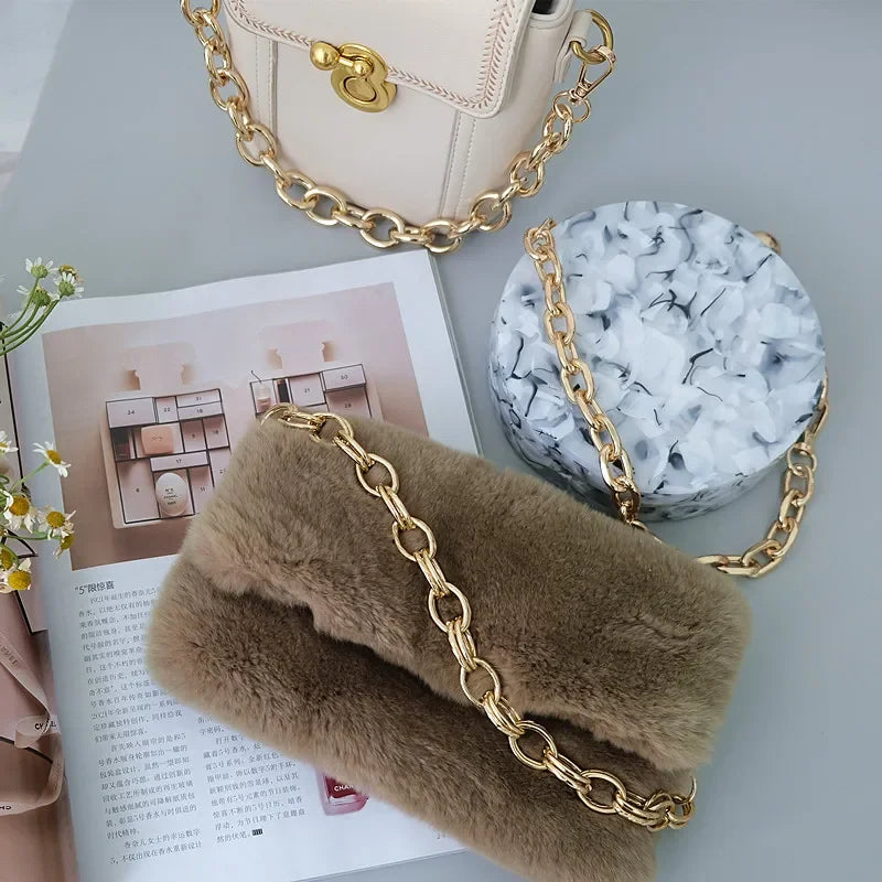 Gold Metal Chain Bag Strap