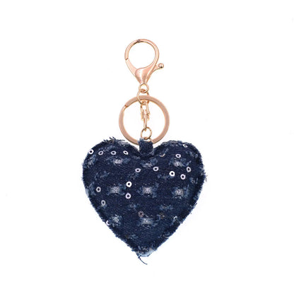 Denim Heart Keychain