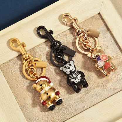 3D Metal Teddy Bear Bag Charm Keychain