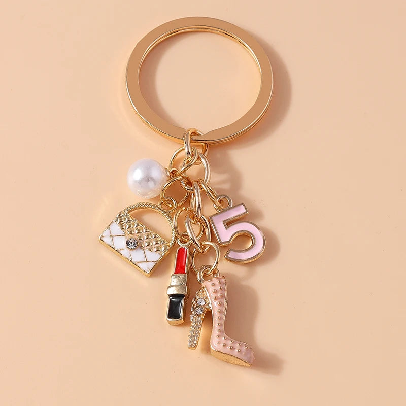 Mini High Heel & Lipstick Charm Keychain