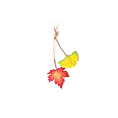 Rustic Leather Maple Leaf Bag Charm