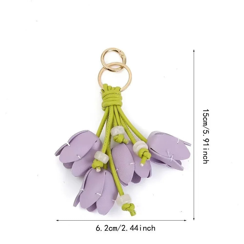 Leather Flower Hanger Keychain