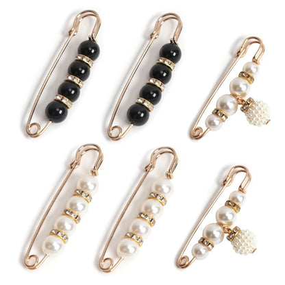 6-Piece Pearl Brooch & Waist Cinching Pin Set