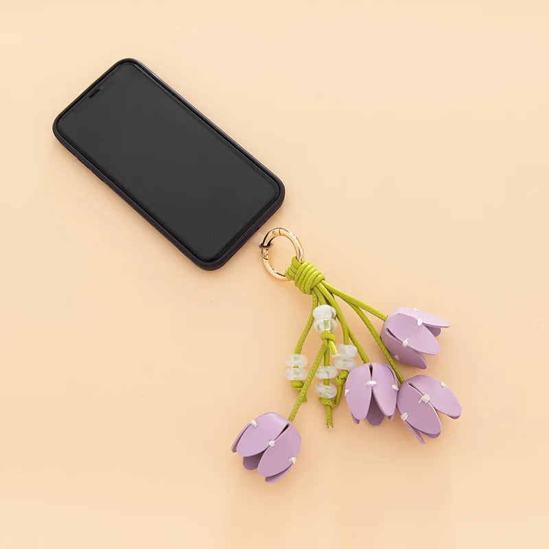 Leather Flower Hanger Keychain