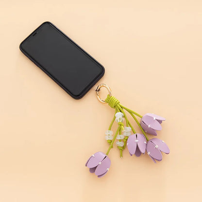 Leather Flower Hanger Keychain