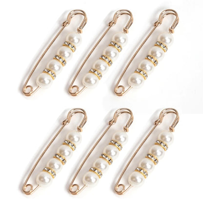6-Piece Pearl Brooch & Waist Cinching Pin Set