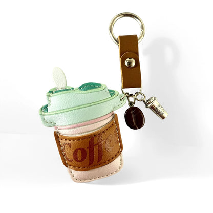 Coffee Cup Keychain & Bag Charm Set