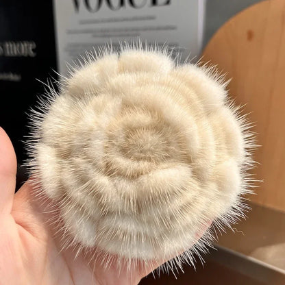 Mink Fur Flower Brooch