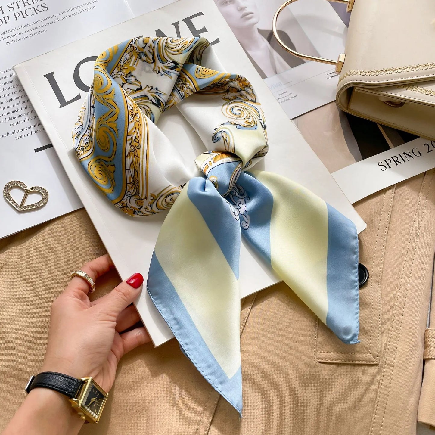 Floral Silk Square Scarf