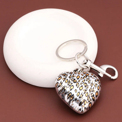 Leopard Print Bow Heart Keychain