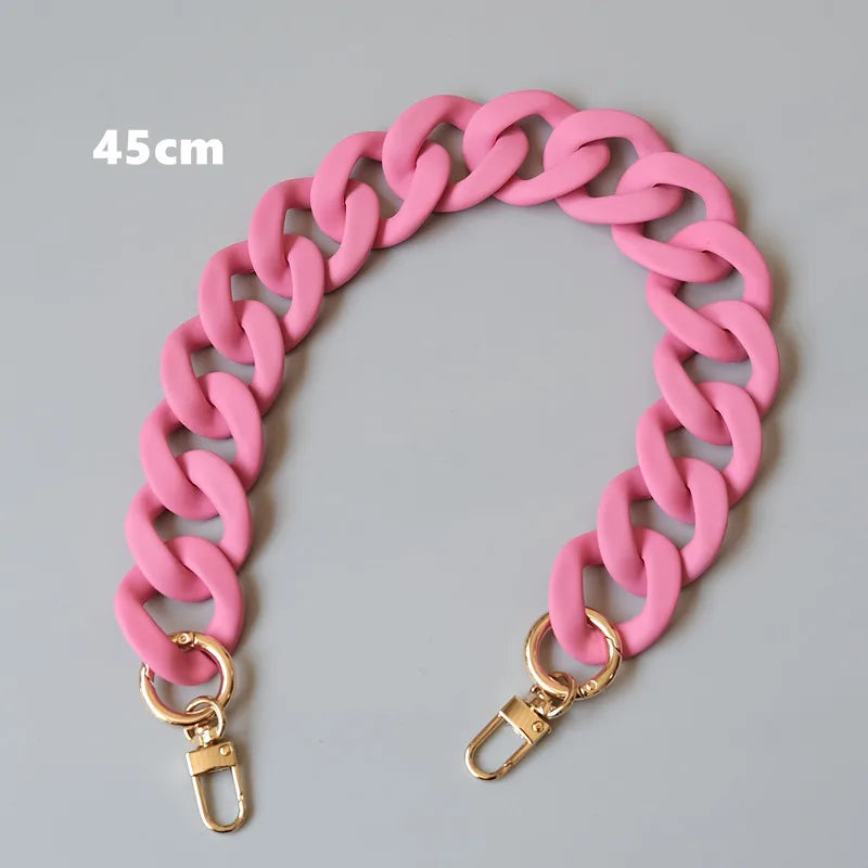 Candy Pink Resin Chain Frosted Purse Chain