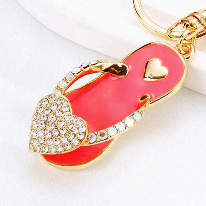 Crystal Slipper Keychain — Rhinestone Enamel Bag Charm