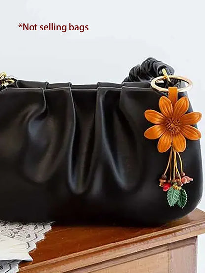 Fall Floral Leather Bag Charm