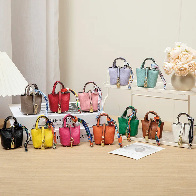 Mini Leather Hand Bag Charm