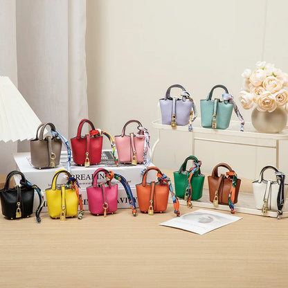 Mini Leather Hand Bag Charm