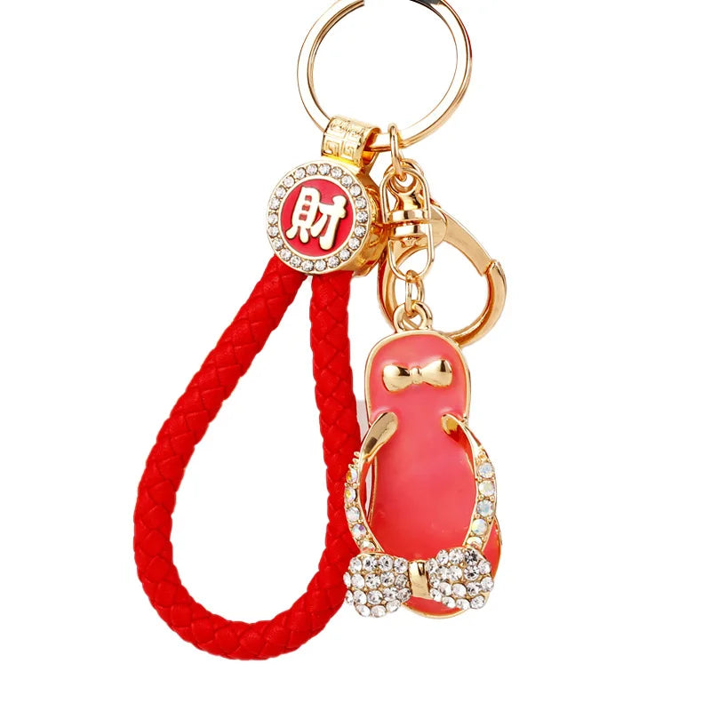Crystal Slipper Keychain — Rhinestone Enamel Bag Charm