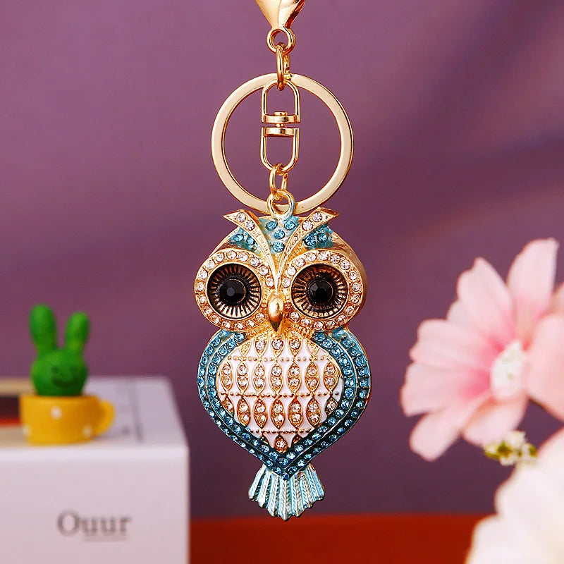 Crystal Owl Charm Keychain