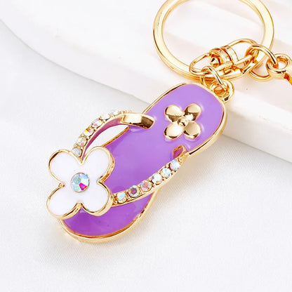 Crystal Slipper Keychain — Rhinestone Enamel Bag Charm
